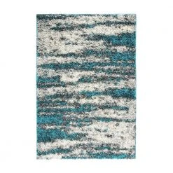 Turquoise 5 ft. x 7 ft. Modern Abstract Design Plush Shag Area Rug by World Rug Gallery