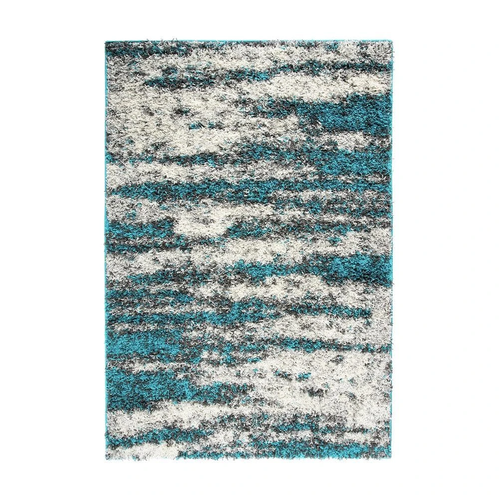Turquoise 5 ft. x 7 ft. Modern Abstract Design Plush Shag Area Rug by World Rug Gallery 1 Turquoise 5 ft. x 7 ft. Modern Abstract Design Plush Shag Area Rug by World Rug Gallery