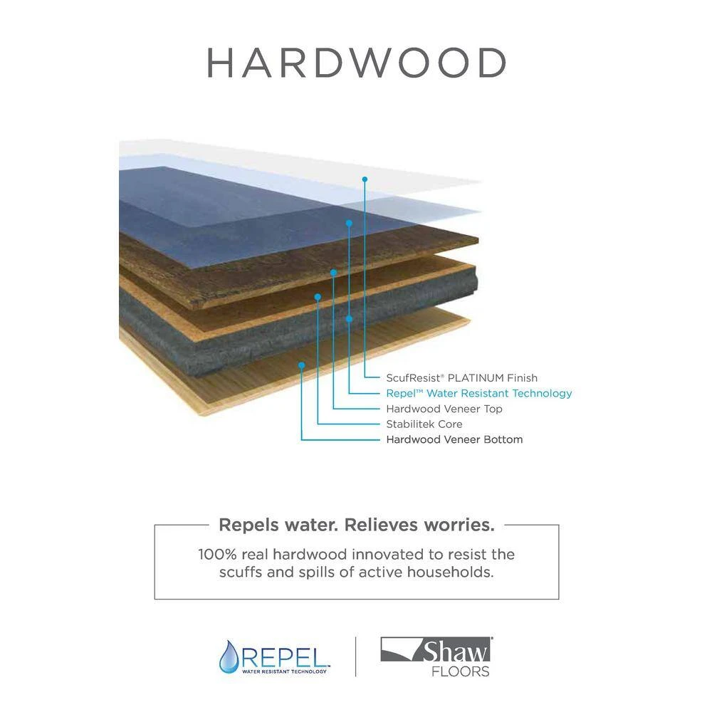 Pavilion Oak 6-3/8 in. W Winds Engineered Water Resistant Hardwood Flooring (30.48 sq. ft./case) by Shaw 8 Pavilion Oak 6-3/8 in. W Winds Engineered Water Resistant Hardwood Flooring (30.48 sq. ft./case) by Shaw - Image 8