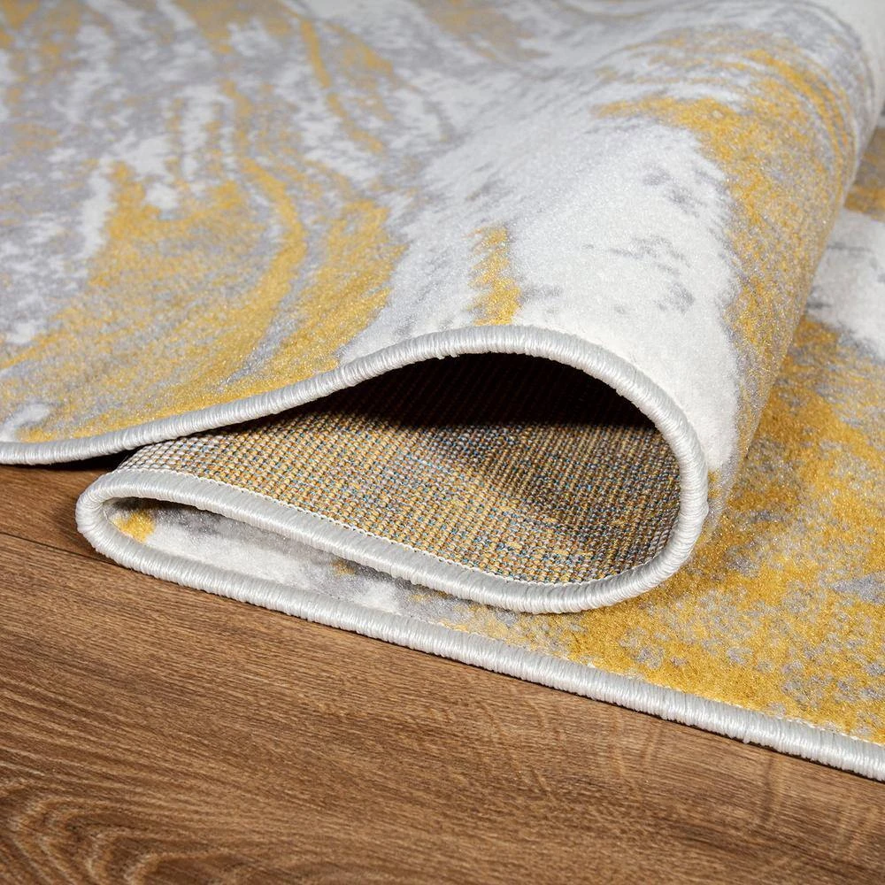 Yellow 7 ft. 10 in. x 10 ft. Modern Abstract Swirl Area Rug by World Rug Gallery 7 Yellow 7 ft. 10 in. x 10 ft. Modern Abstract Swirl Area Rug by World Rug Gallery - Image 7