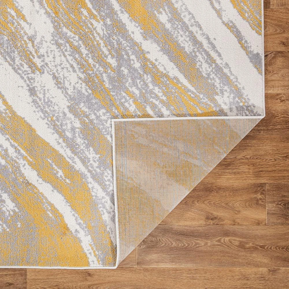 Yellow 7 ft. 10 in. x 10 ft. Modern Abstract Swirl Area Rug by World Rug Gallery 3 Yellow 7 ft. 10 in. x 10 ft. Modern Abstract Swirl Area Rug by World Rug Gallery - Image 3
