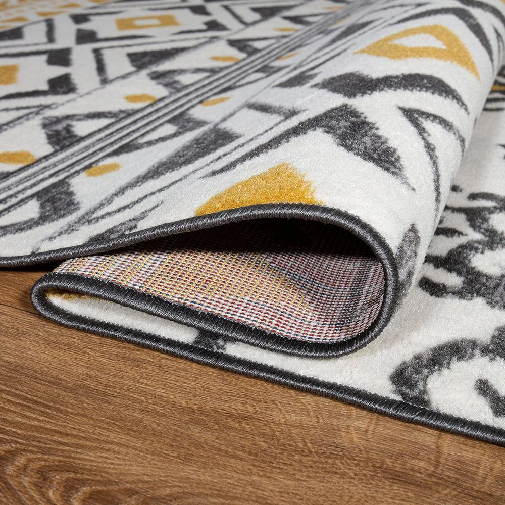 Yellow 7 ft. 10 in. x 10 ft. Distressed Boho Geometric Area Rug by World Rug Gallery 7 Yellow 7 ft. 10 in. x 10 ft. Distressed Boho Geometric Area Rug by World Rug Gallery - Image 7