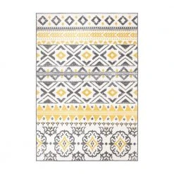 Yellow 7 ft. 10 in. x 10 ft. Distressed Boho Geometric Area Rug by World Rug Gallery