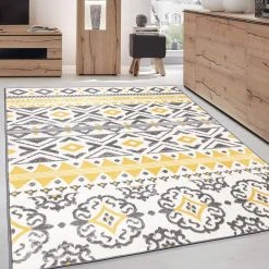 Yellow 7 ft. 10 in. x 10 ft. Distressed Boho Geometric Area Rug by World Rug Gallery 12 Yellow 7 ft. 10 in. x 10 ft. Distressed Boho Geometric Area Rug by World Rug Gallery -Shaw stor online yellow world rug gallery area rugs 2078yellow8x10 c3 1000