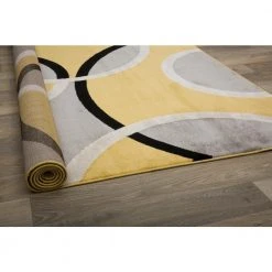 Modern Abstract Circles Yellow 5 ft. 3 in. x 7 ft. 3 in. Indoor Area Rug by World Rug Gallery -Shaw stor online yellow world rug gallery area rugs 368 yellow 5x8 4f 1000