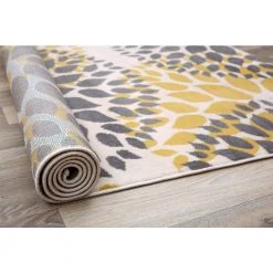 Modern Contemporary Floral Circles Yellow 5 ft. x 7 ft. Indoor Area Rug by World Rug Gallery -Shaw stor online yellow world rug gallery area rugs 9099yellow5x8 4f 1000