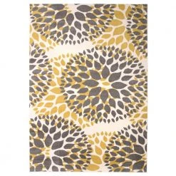 Modern Contemporary Floral Circles Yellow 5 ft. x 7 ft. Indoor Area Rug by World Rug Gallery